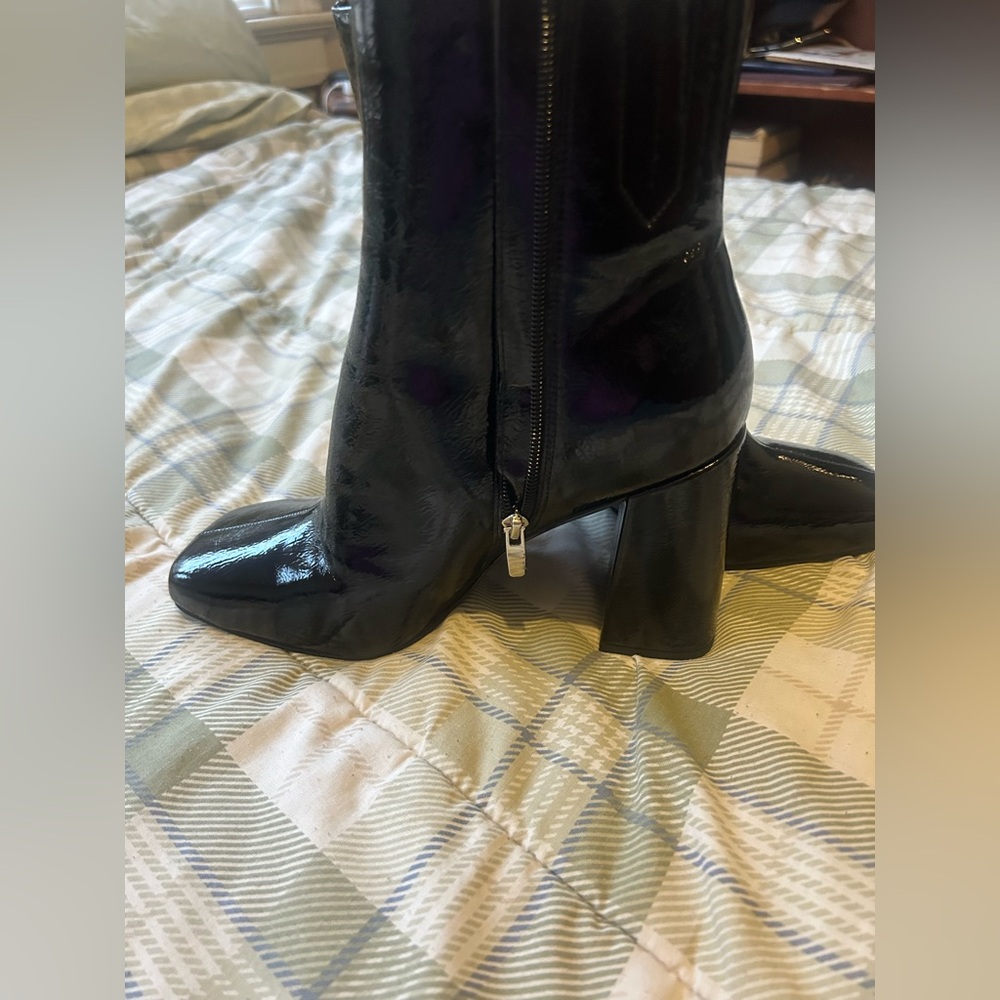 Nine West Black Patent Leather Heeled Boots